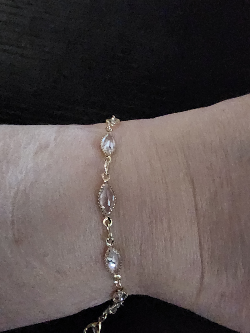 Delicate Gold-Link Bracelet with Clear Marquise Stones